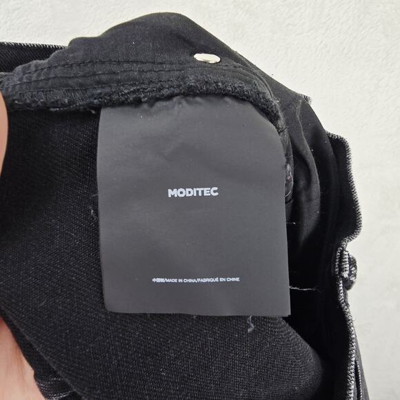 MODITEC Jeans Mens 30x29 Black Denim Buckle Strap Legs Goth Whimsigoth Rave Emo - Picture 7 of 16